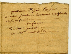 quittance paye par Antoine Jourdan  Antoine Jacquin le 20/08/1762