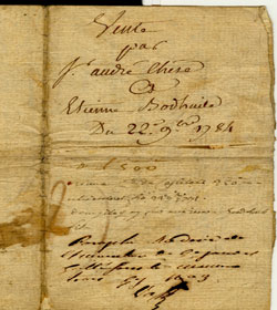 vente d'une terre par Andr Cheze  Etienne Bodhuile le 22 septembre 1784
