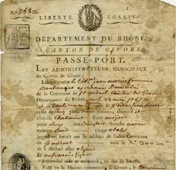 passeportJean Marie Fournier du 21 novembre 1798