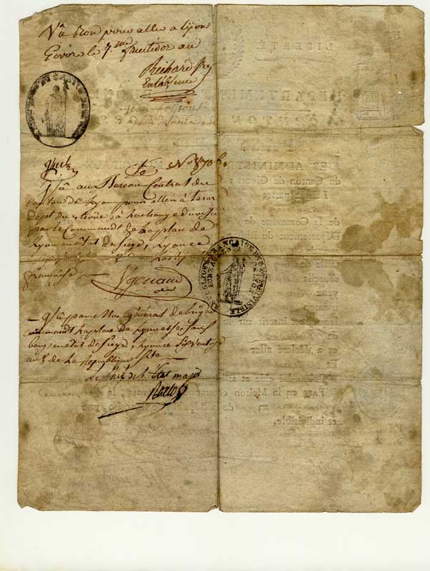 passeport jean antoine fournier 1798