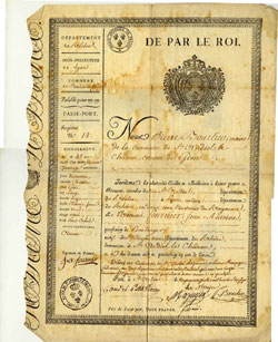 passeport jean Antoine Fournier du 24 juillet 1817