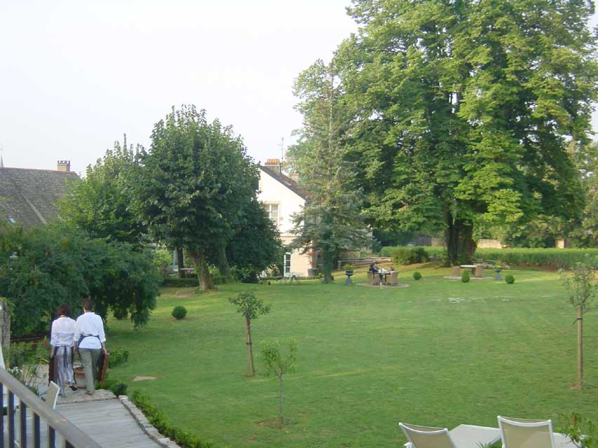 Aloxe-Corton - la Villa Louise - pelouse et Corton Grand Cru