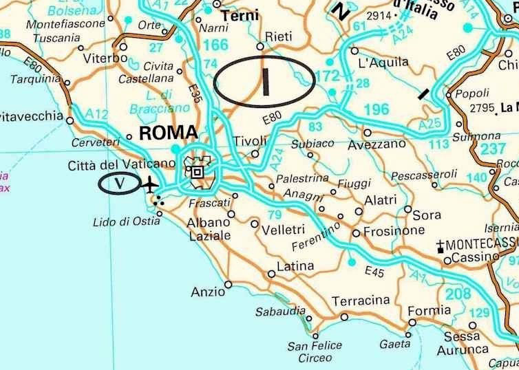 carnets de voyage italie - carte du circuit rome latium