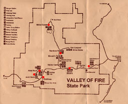 carnets de voyage usa - living in las vegas - carte dtaille de Valley of Fire State Park