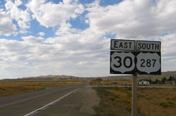Intersection de la I80 et le l'US30  Walcott Jct (Wyoming).
