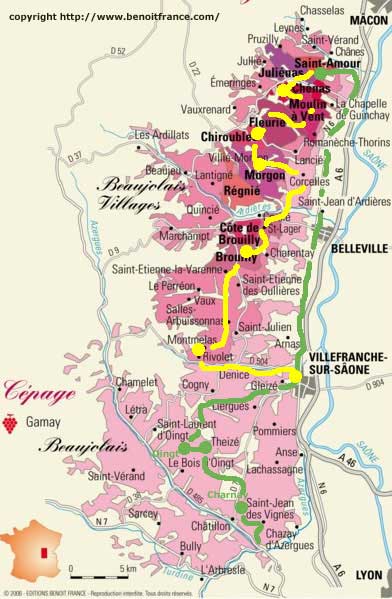 Escapade en Beaujolais - carte des vignobles