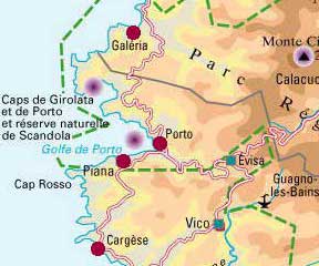 Carnets et photos de voyage - Corse - Porto et les calanques de Piana - carte