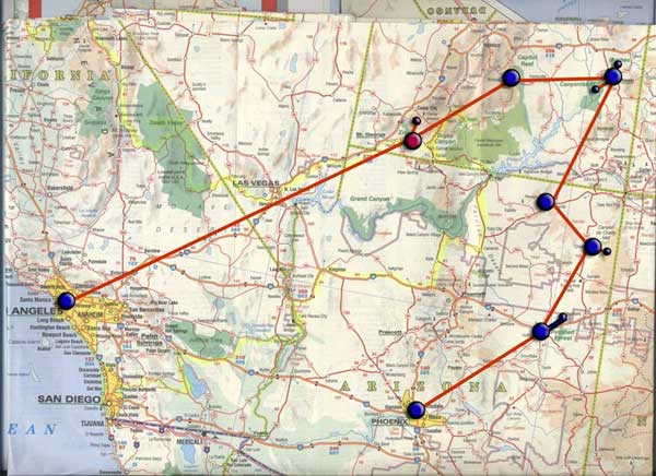 Carnets de voyage - Ouest USA - circuit de 8 jours, Phoenix, Fort ptrifie, Canyon de Chelly, Monument Valley, Arche National Park, CanyonLand, Cpitol Reef, Bryce Canyon, Zion et Los Angeles