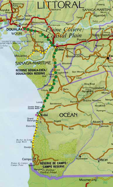 carte circuit douala - kribi