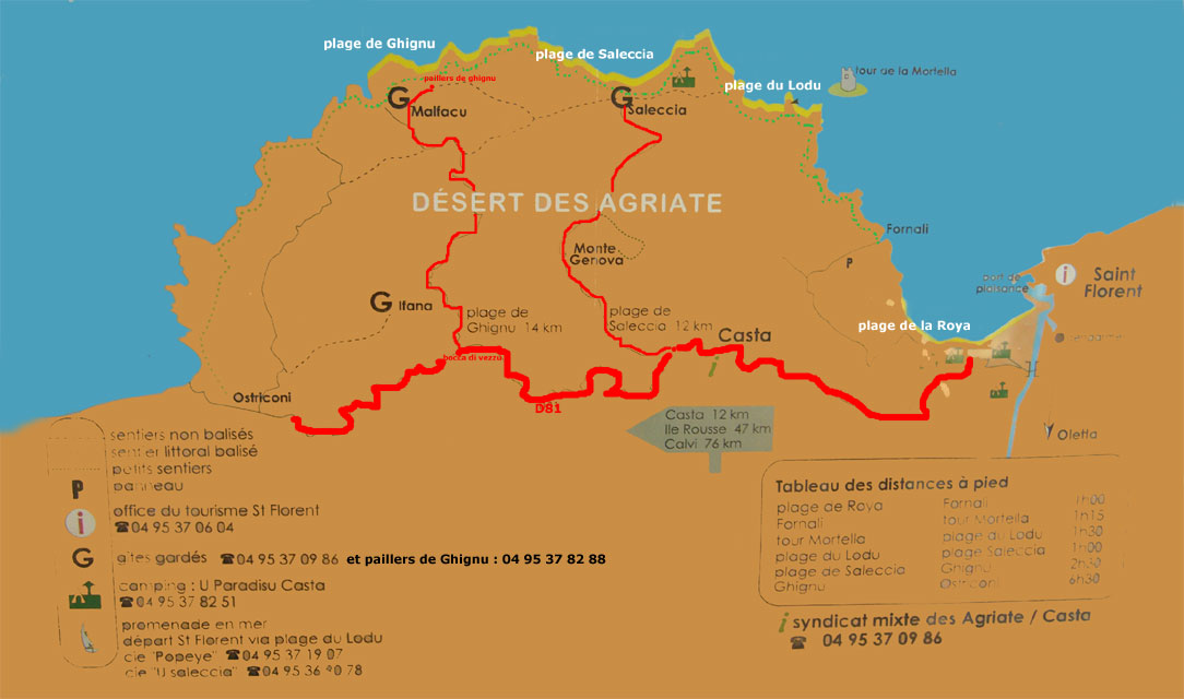 carnets de voyage corse - les agriates - carte d'accs aux plages et aux paillers