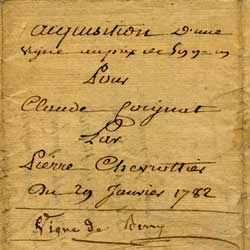 acquisition d'une vigne pour claude Coignat en 1782