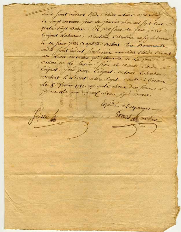 acquisition vigne en 1782