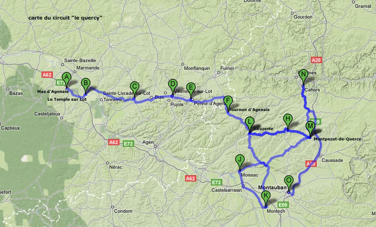 carnets de voyage france - escapade quercy - carte dtaille du circuit