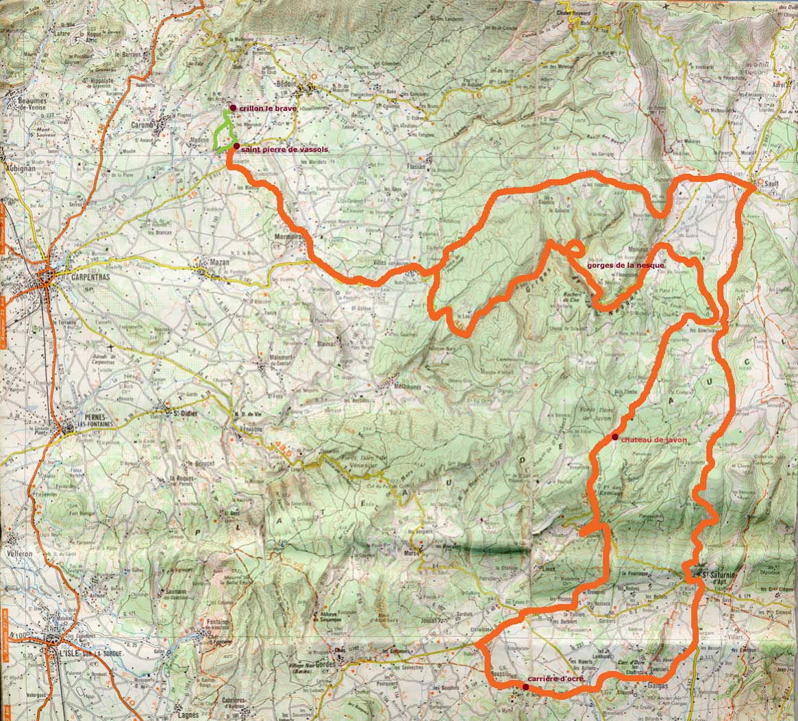 escapade ventoux - carte dtaille du circuit