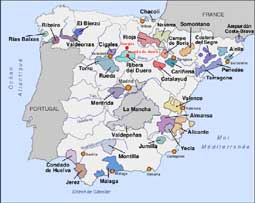 carnets de voyage espagne - cartes des vins d'espagne - zone du ribera del duero