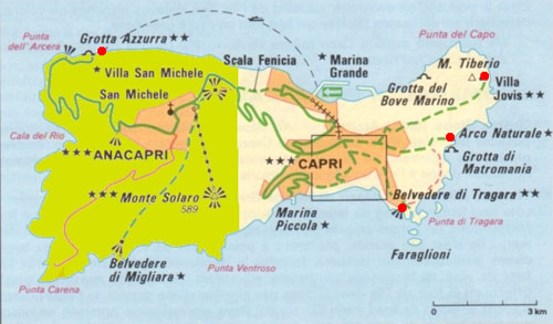 carnets de voyage italie - carte de l'le de capri