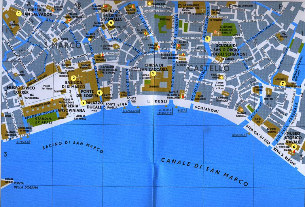 carte des quartiers san marco et castello