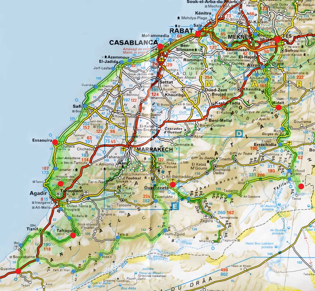 carnets du maroc - carte circuit grande boucle