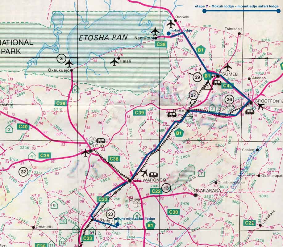 carte routire tape mokuti - mount edjo