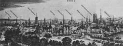 gravure reprsentant les glises de Troyes en 1647
