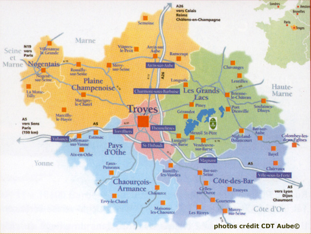 L'aube - carte des circuits routiers