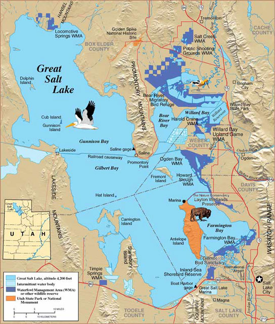 utah - carte du grand lac salé