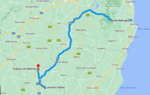 Carnets et photos de voyage Europe - Irlande du Sud : carte du circuit entre Glendalough et Kilkenny